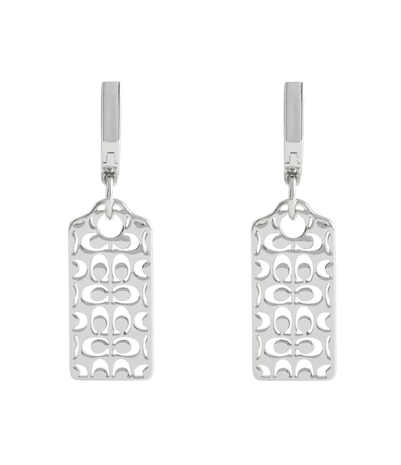 كوتش Signature Quilted Cut Out Hangtag Drop Earrings